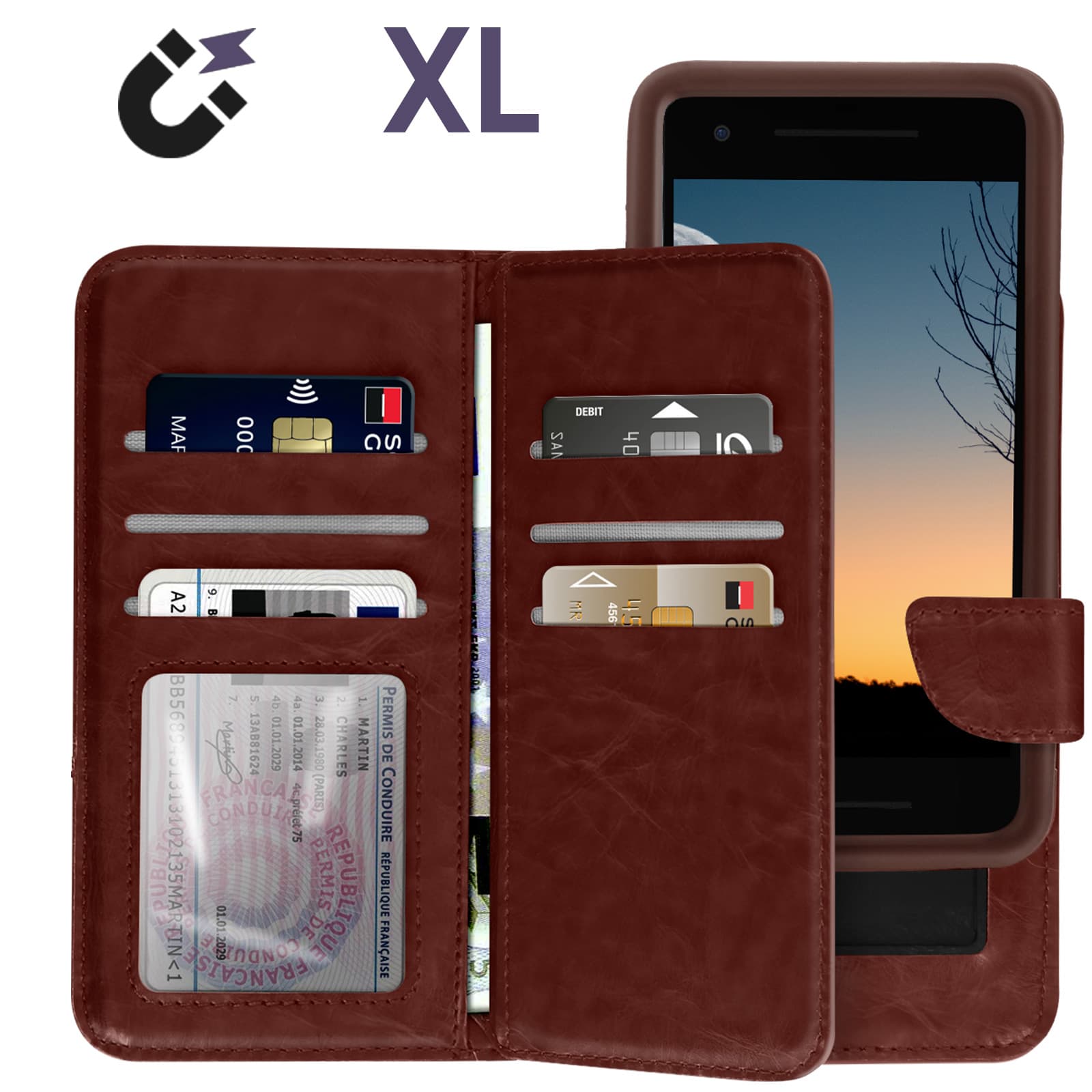 Coque Portefeuille Cuir Universelle